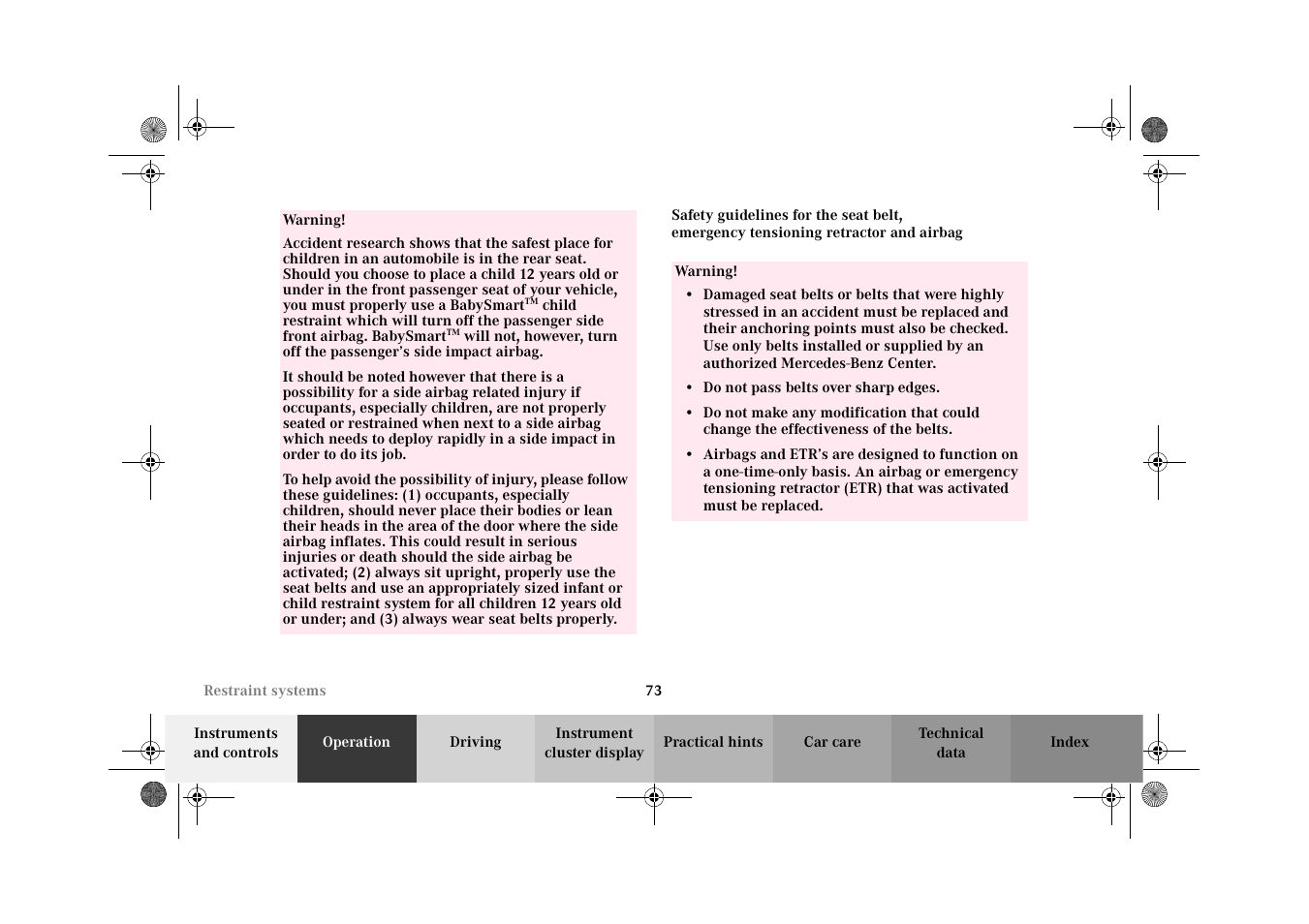 Mercedes-Benz 2002 CLK 320  EN User Manual | Page 76 / 346