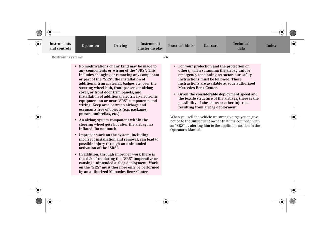 Mercedes-Benz 2002 CLK 320  EN User Manual | Page 77 / 346