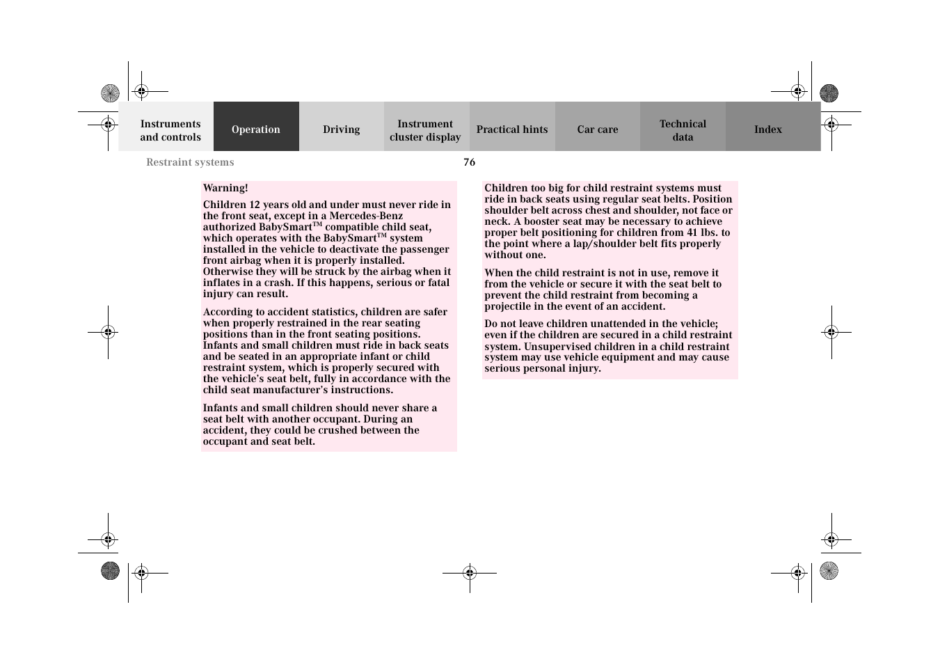 Mercedes-Benz 2002 CLK 320  EN User Manual | Page 79 / 346