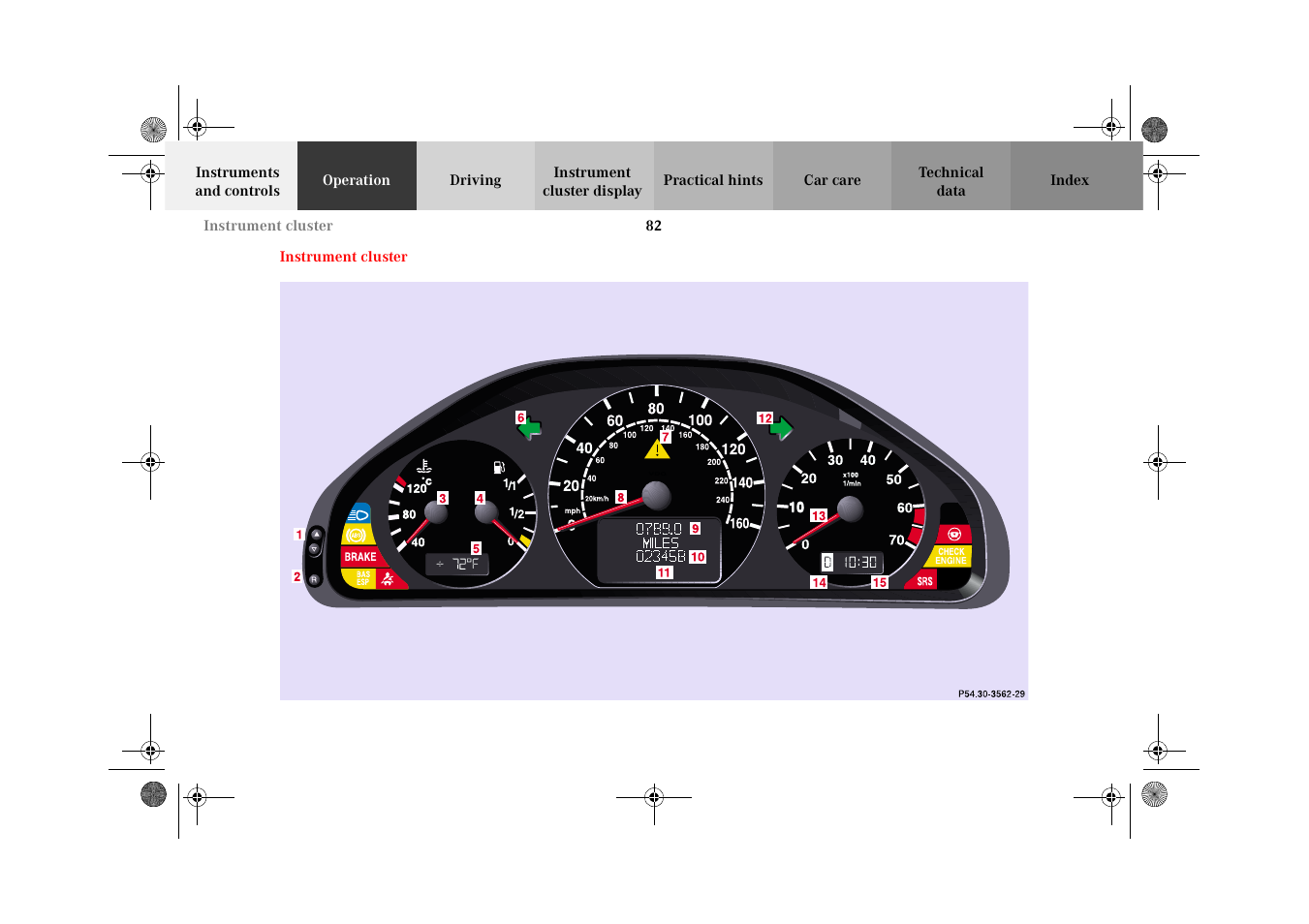 Instrument cluster | Mercedes-Benz 2002 CLK 320  EN User Manual | Page 85 / 346