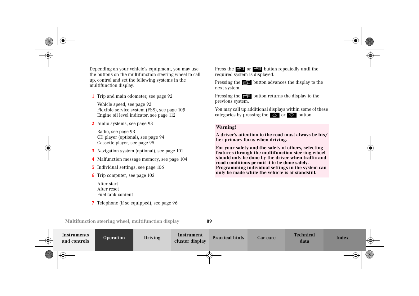Mercedes-Benz 2002 CLK 320  EN User Manual | Page 92 / 346