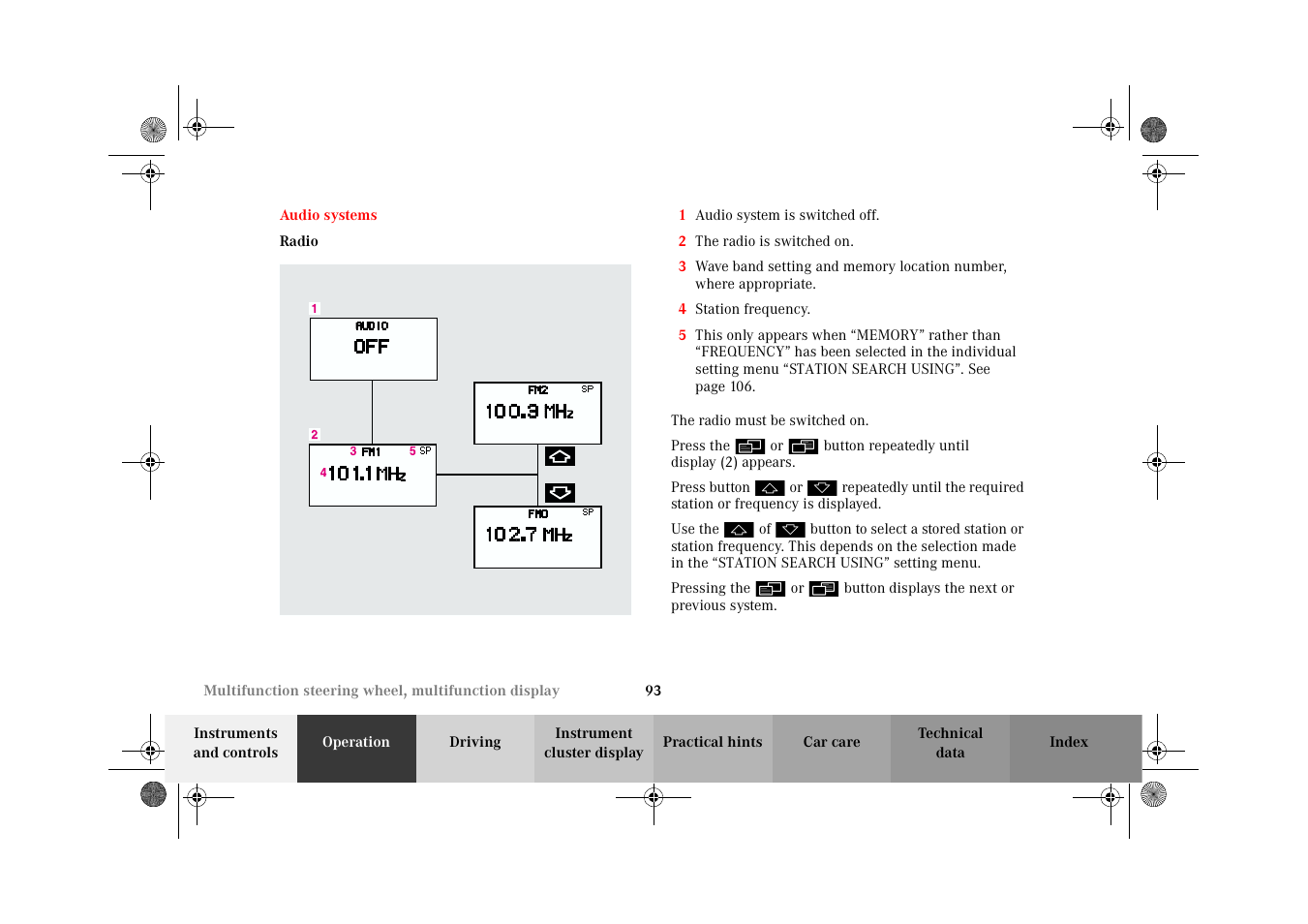 Audio systems, Audio systems:radio, Radio | Mercedes-Benz 2002 CLK 320  EN User Manual | Page 96 / 346