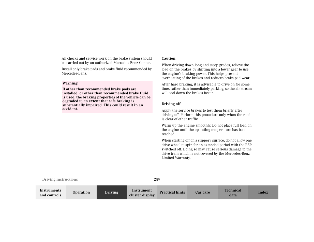 Mercedes-Benz 2002 C 230 Kompressor User Manual | Page 262 / 399