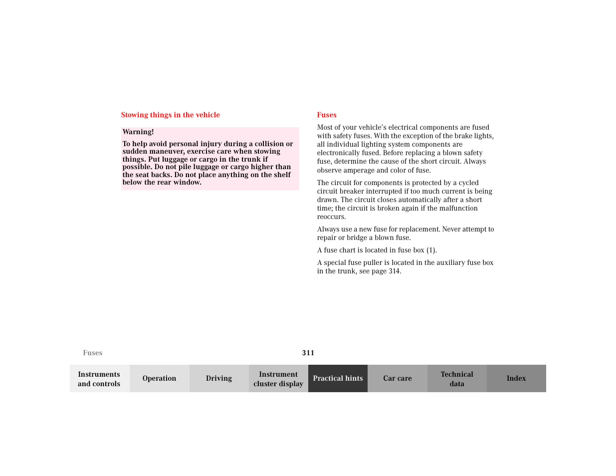 Mercedes-Benz 2002 C 230 Kompressor User Manual | Page 314 / 399