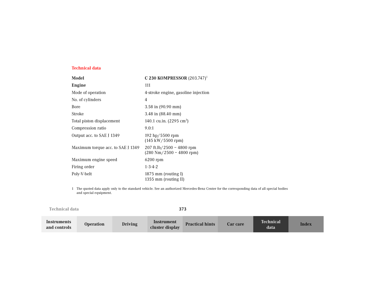 Mercedes-Benz 2002 C 230 Kompressor User Manual | Page 376 / 399