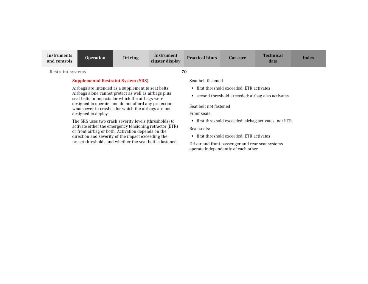 Mercedes-Benz 2002 C 230 Kompressor User Manual | Page 73 / 399
