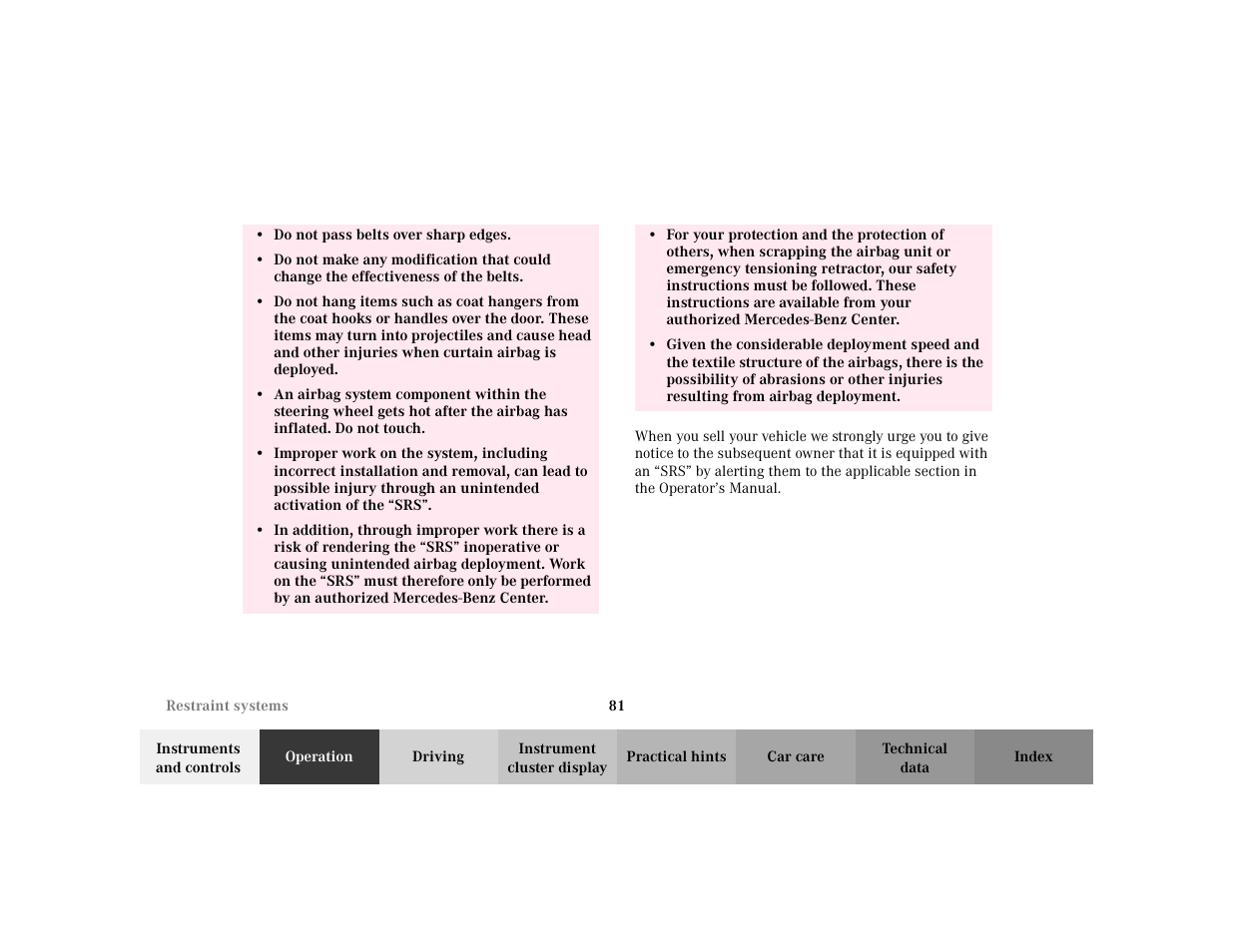 Mercedes-Benz 2002 C 230 Kompressor User Manual | Page 84 / 399