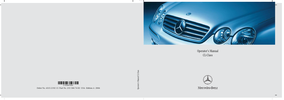 Mercedes-Benz 2006 CL 500 User Manual | 456 pages