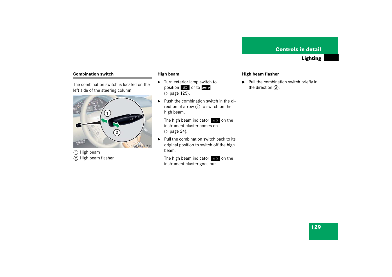 Combination switch | Mercedes-Benz 2006 CL 500 User Manual | Page 130 / 456