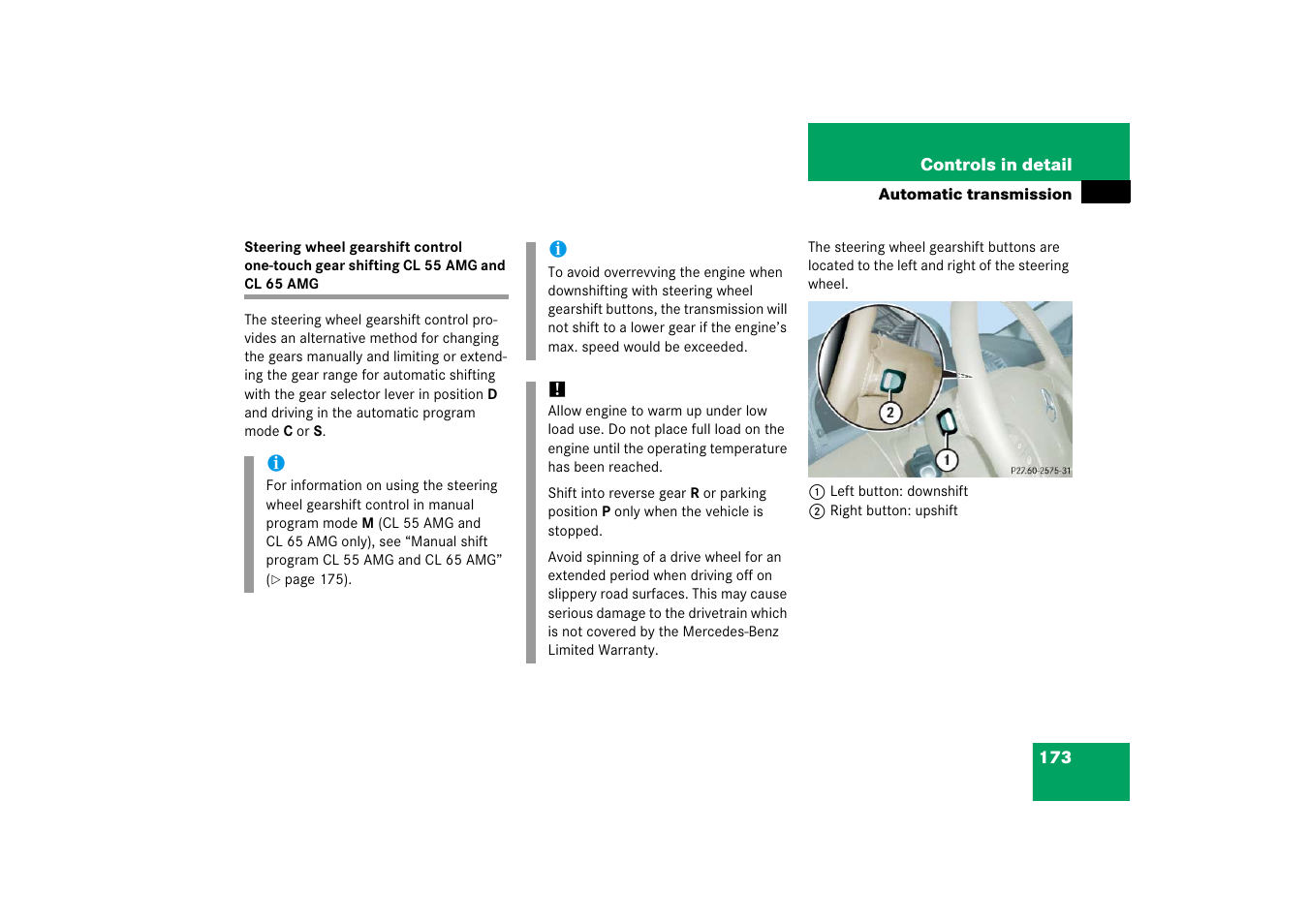Mercedes-Benz 2006 CL 500 User Manual | Page 174 / 456