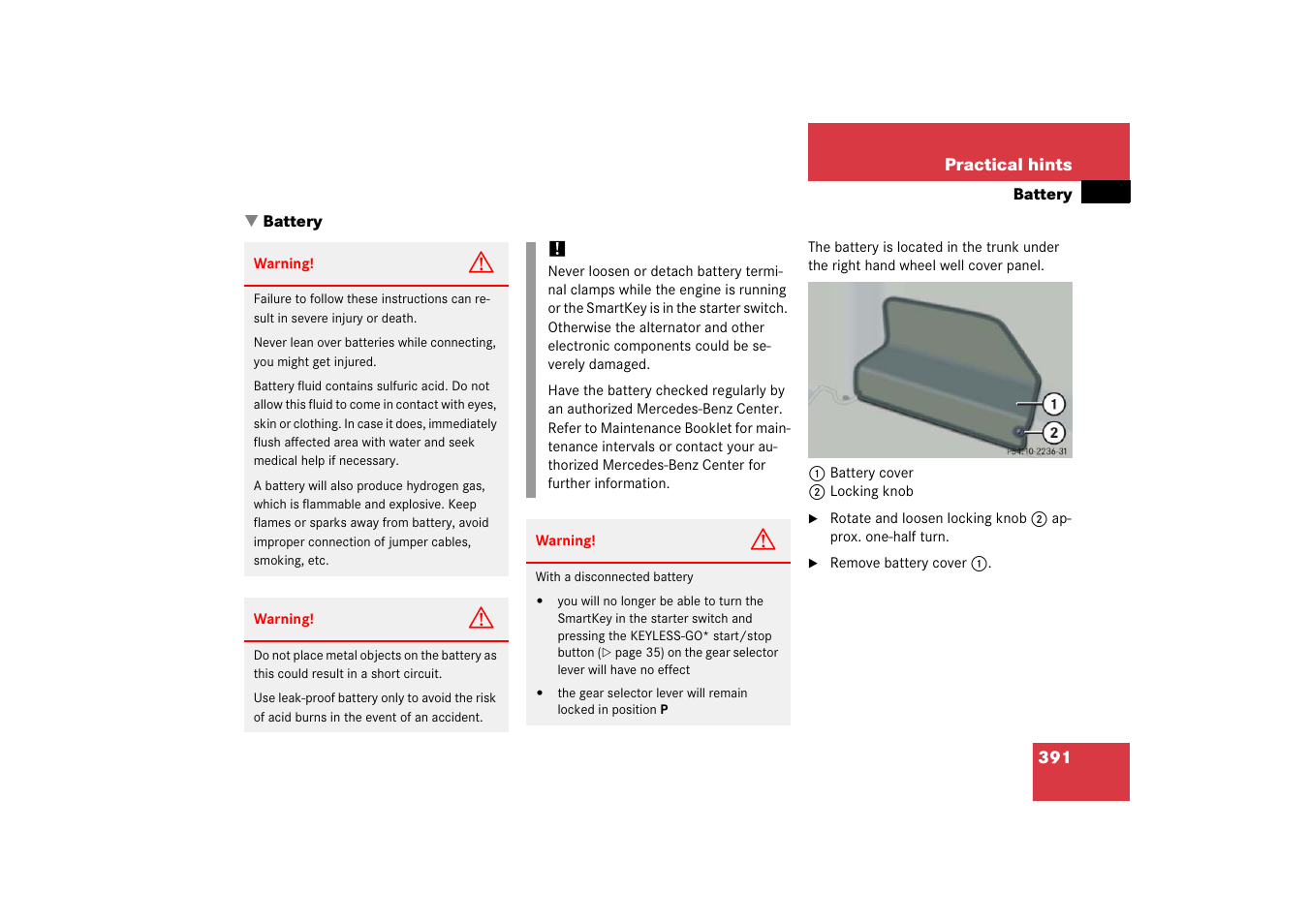 Vehicle:battery, Battery, Essary | Mercedes-Benz 2006 CL 500 User Manual | Page 392 / 456