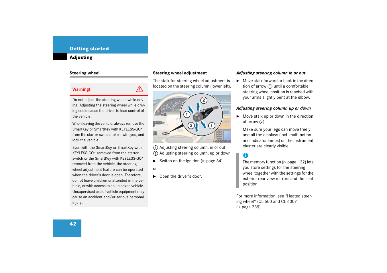 Steering wheel | Mercedes-Benz 2006 CL 500 User Manual | Page 43 / 456