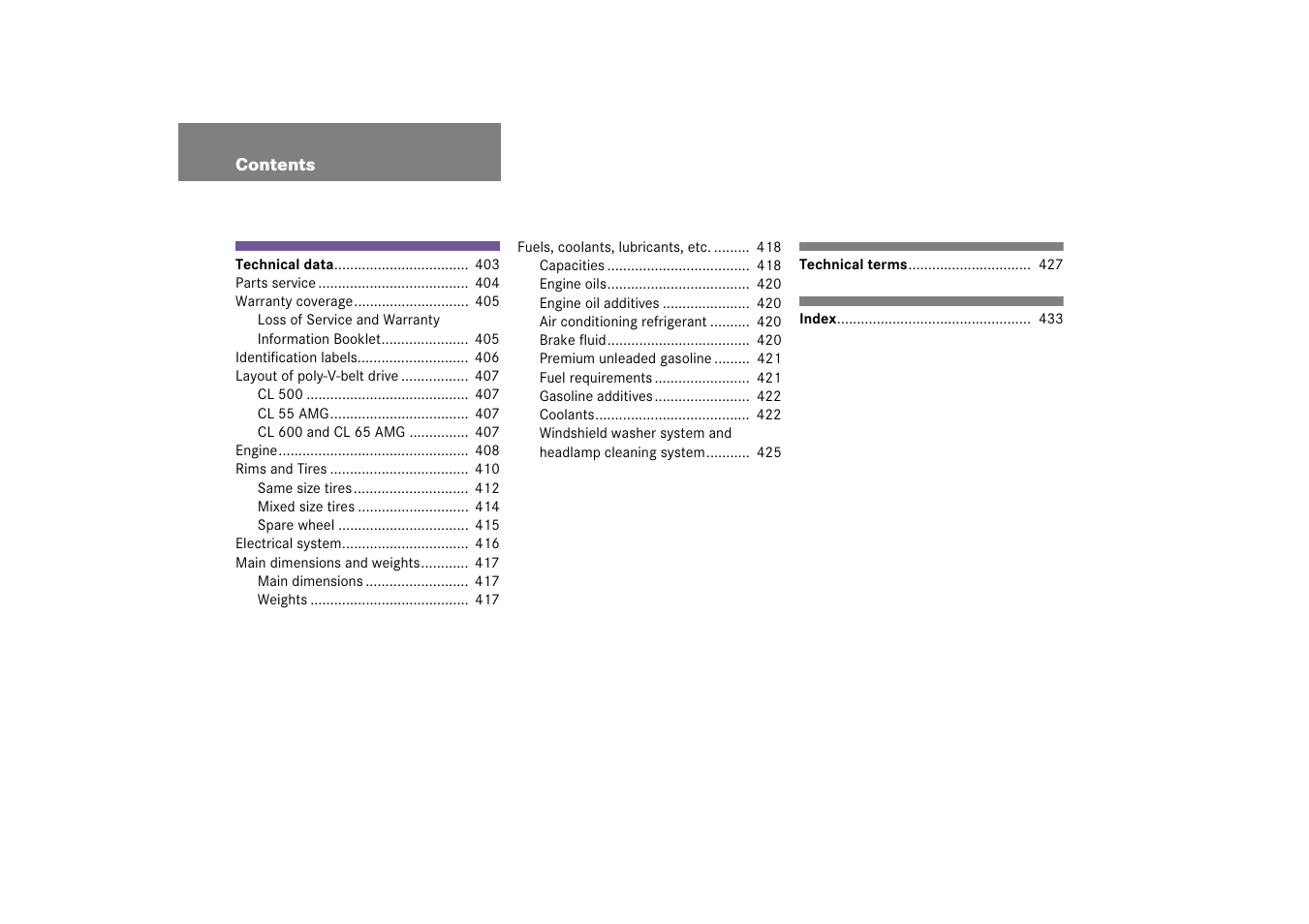 Mercedes-Benz 2006 CL 500 User Manual | Page 9 / 456