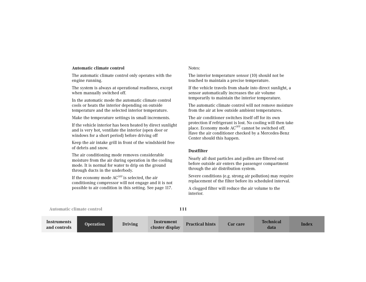 Mercedes-Benz 2002 ML 320 User Manual | Page 114 / 342