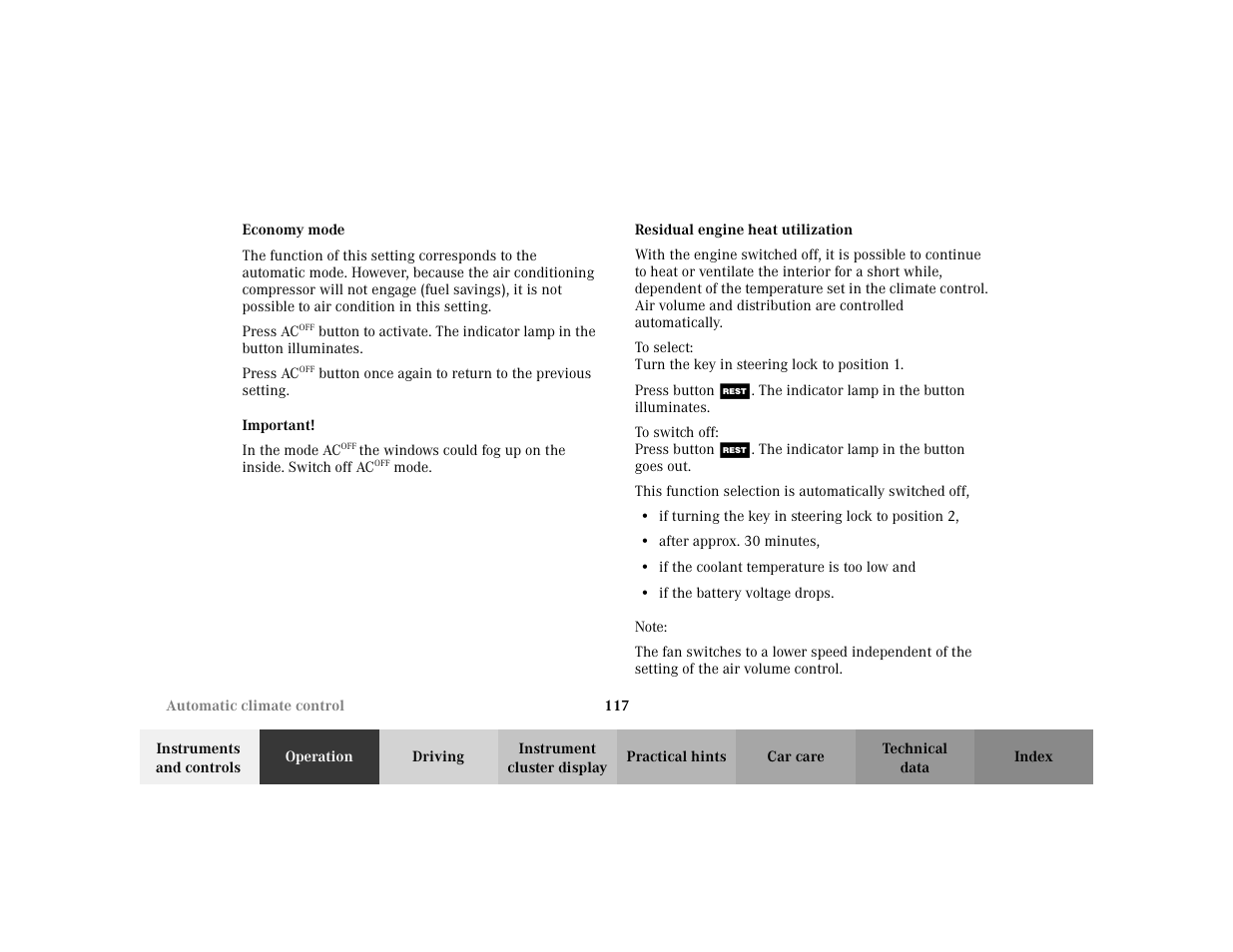 Mercedes-Benz 2002 ML 320 User Manual | Page 120 / 342