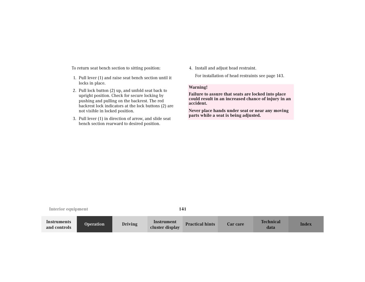Mercedes-Benz 2002 ML 320 User Manual | Page 144 / 342