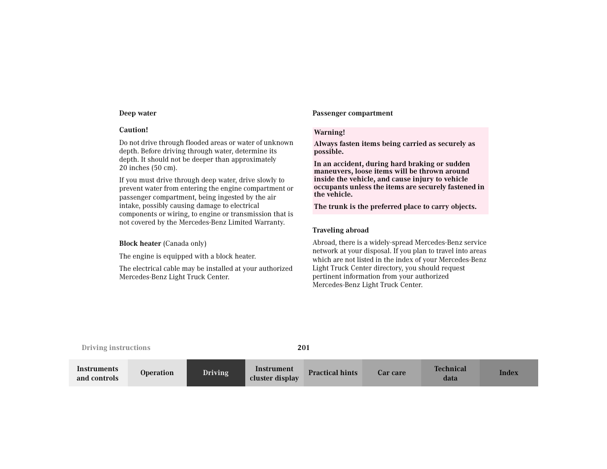 Mercedes-Benz 2002 ML 320 User Manual | Page 204 / 342