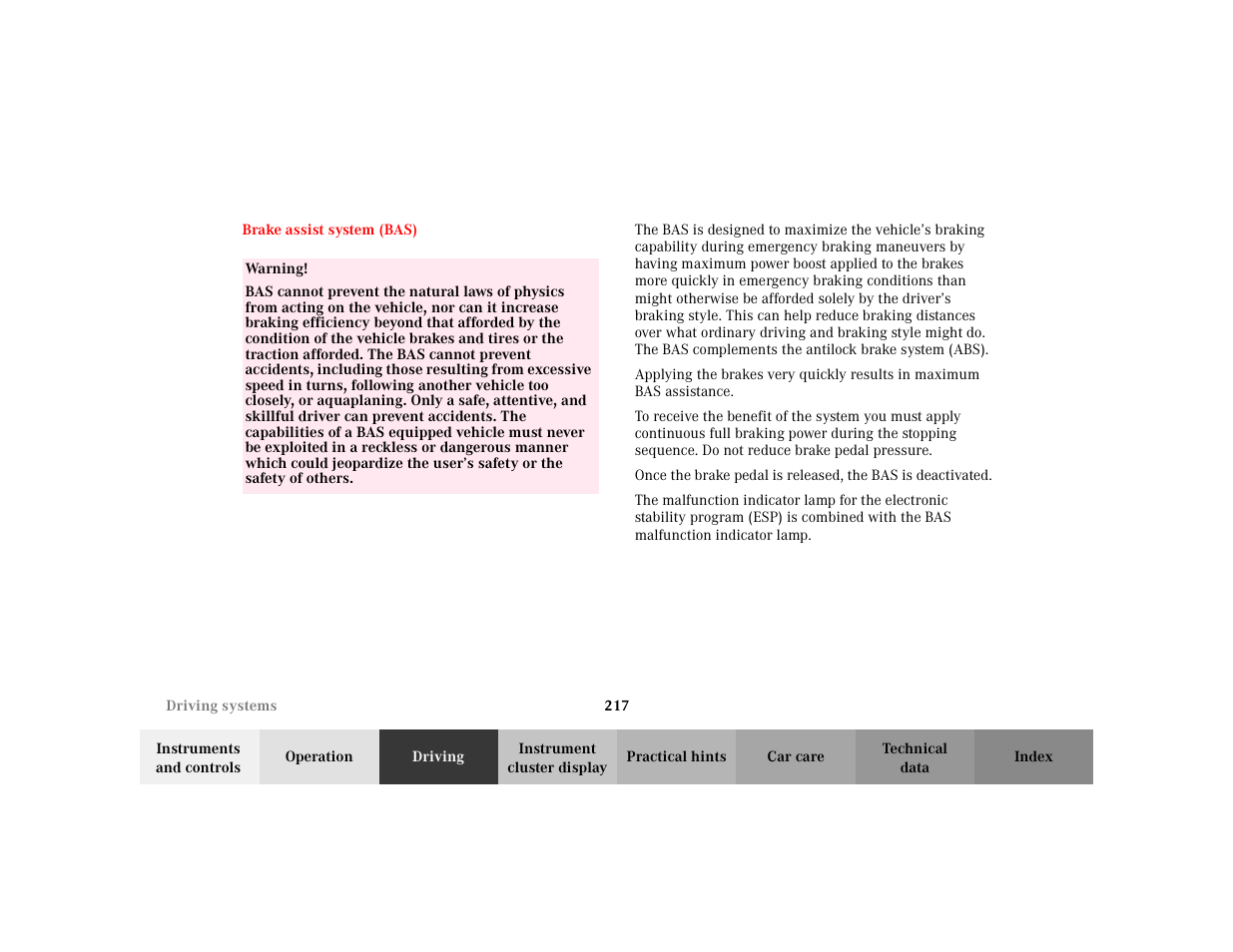 Mercedes-Benz 2002 ML 320 User Manual | Page 220 / 342