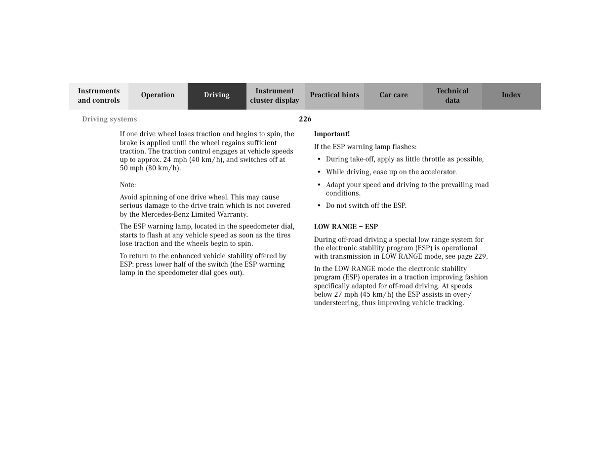 Mercedes-Benz 2002 ML 320 User Manual | Page 229 / 342