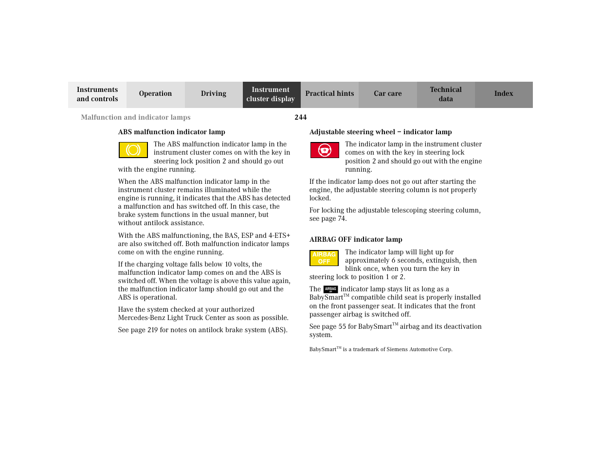 Mercedes-Benz 2002 ML 320 User Manual | Page 247 / 342
