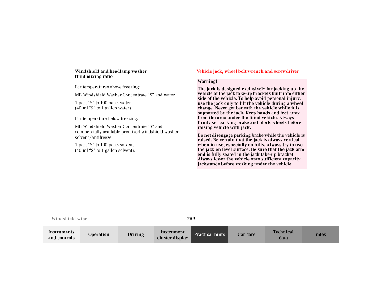 Mercedes-Benz 2002 ML 320 User Manual | Page 262 / 342