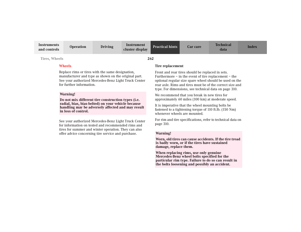 Mercedes-Benz 2002 ML 320 User Manual | Page 265 / 342