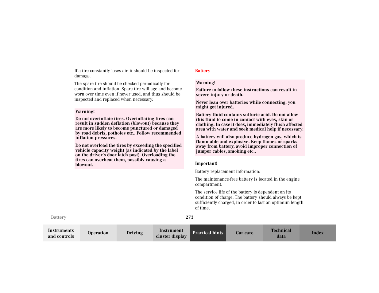 Mercedes-Benz 2002 ML 320 User Manual | Page 276 / 342