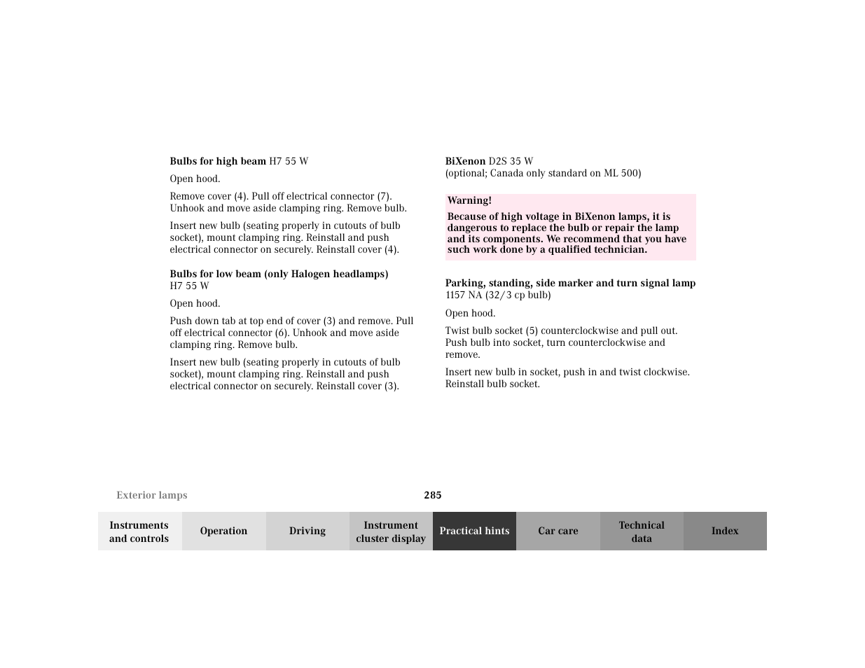 Mercedes-Benz 2002 ML 320 User Manual | Page 288 / 342