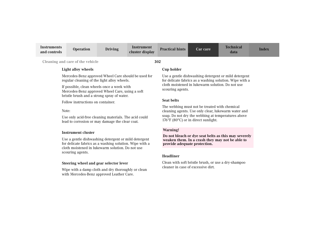 Mercedes-Benz 2002 ML 320 User Manual | Page 305 / 342