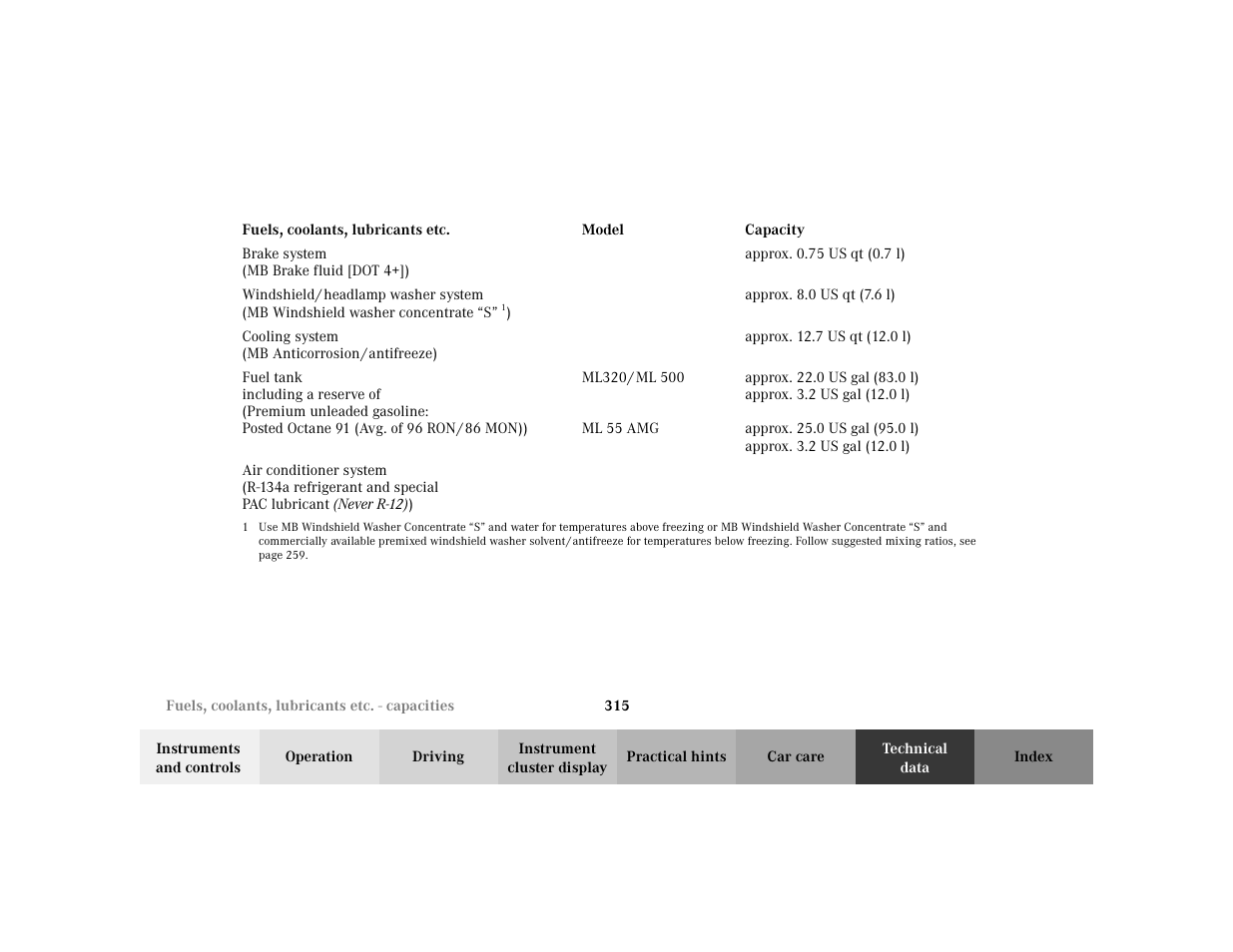 Mercedes-Benz 2002 ML 320 User Manual | Page 318 / 342