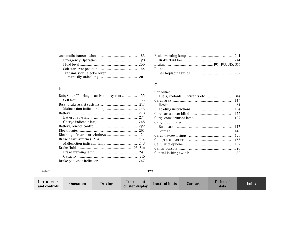 Mercedes-Benz 2002 ML 320 User Manual | Page 326 / 342