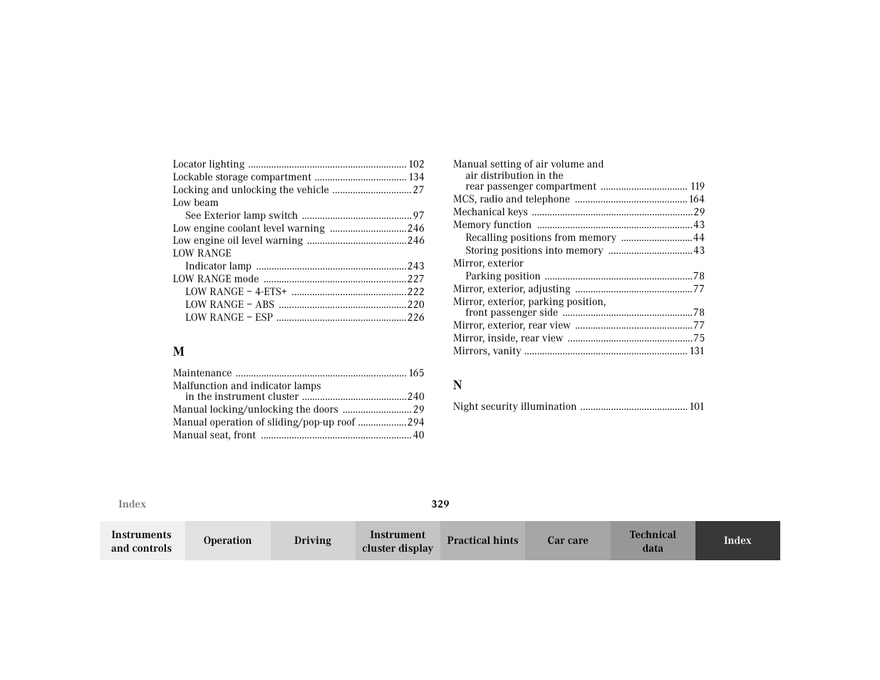 Mercedes-Benz 2002 ML 320 User Manual | Page 332 / 342