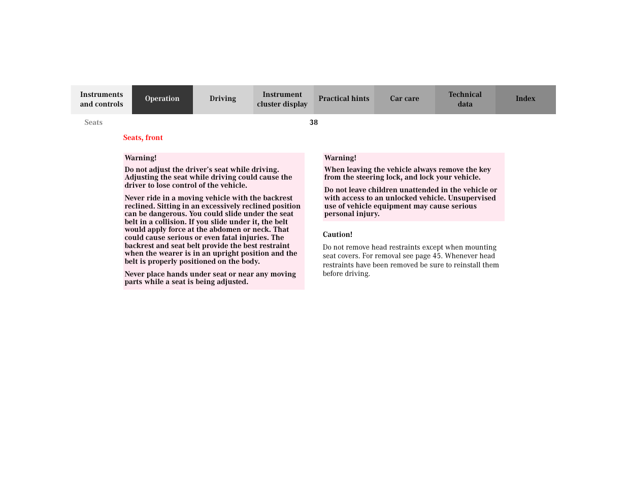 Mercedes-Benz 2002 ML 320 User Manual | Page 41 / 342