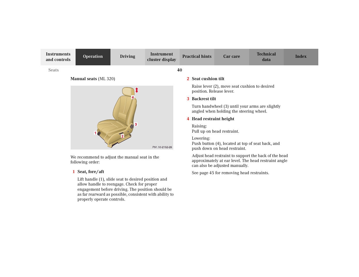 Mercedes-Benz 2002 ML 320 User Manual | Page 43 / 342