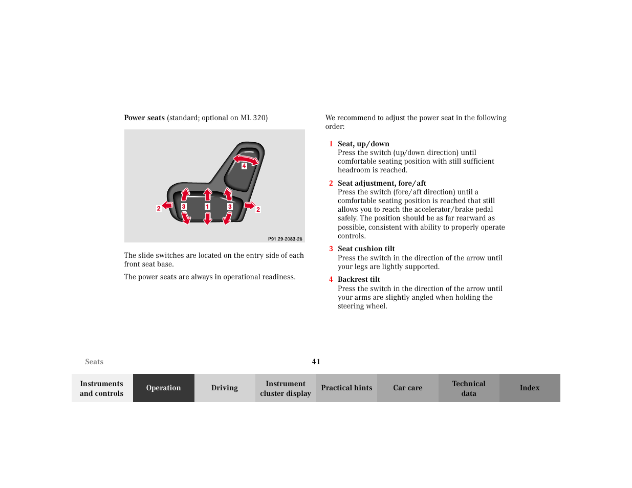Mercedes-Benz 2002 ML 320 User Manual | Page 44 / 342
