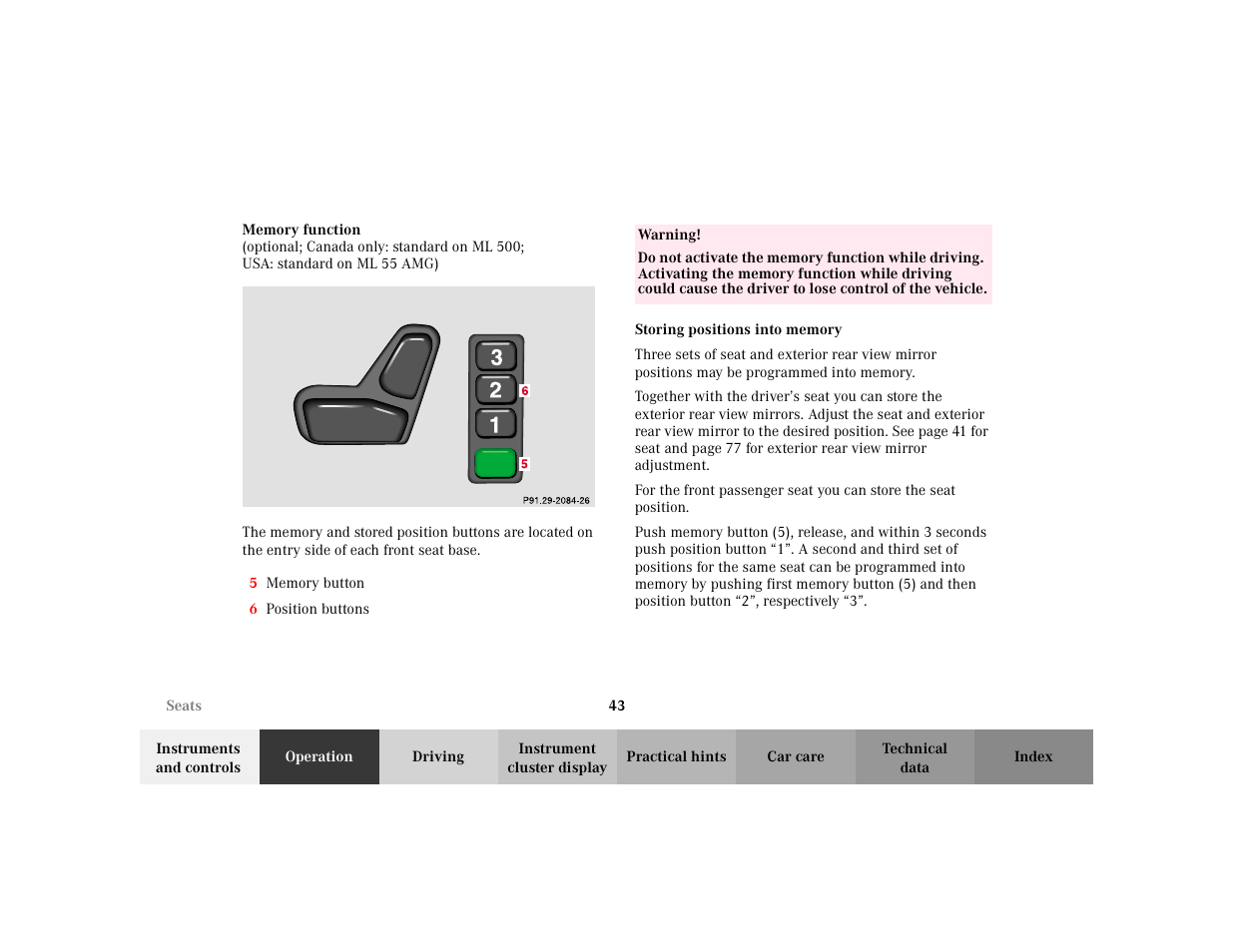 Mercedes-Benz 2002 ML 320 User Manual | Page 46 / 342