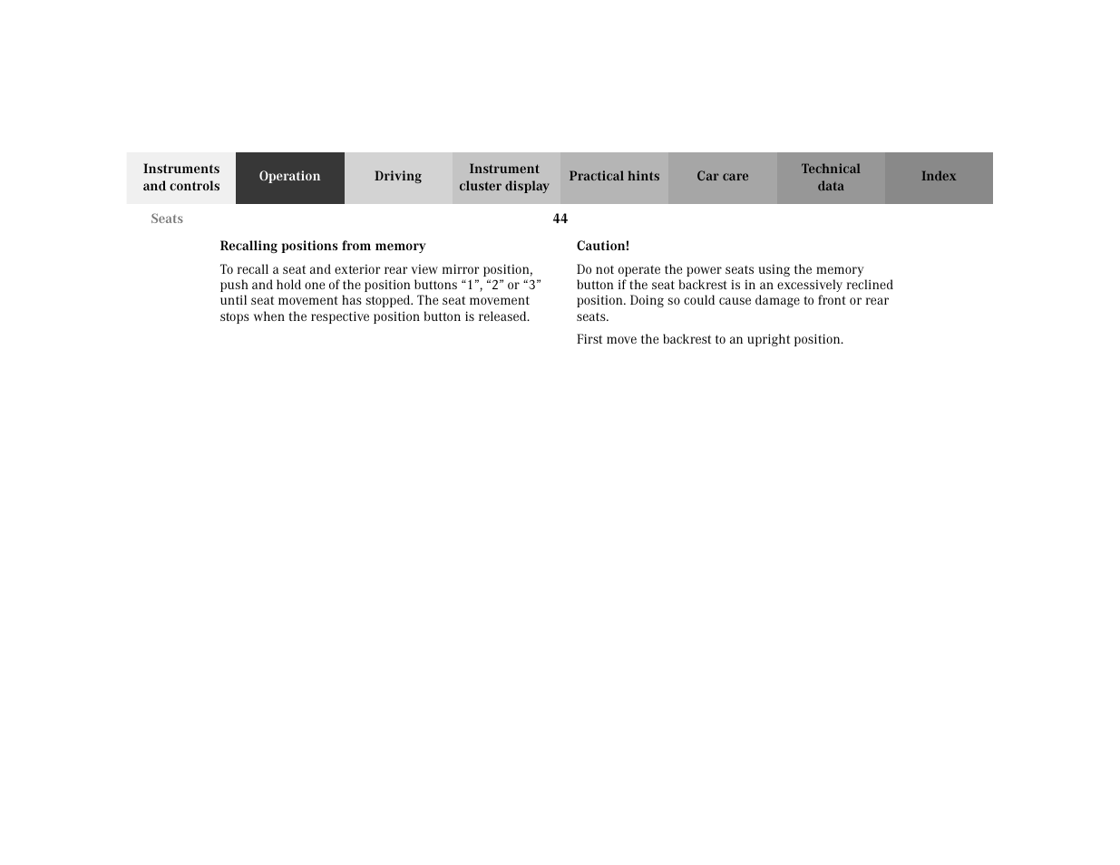 Mercedes-Benz 2002 ML 320 User Manual | Page 47 / 342
