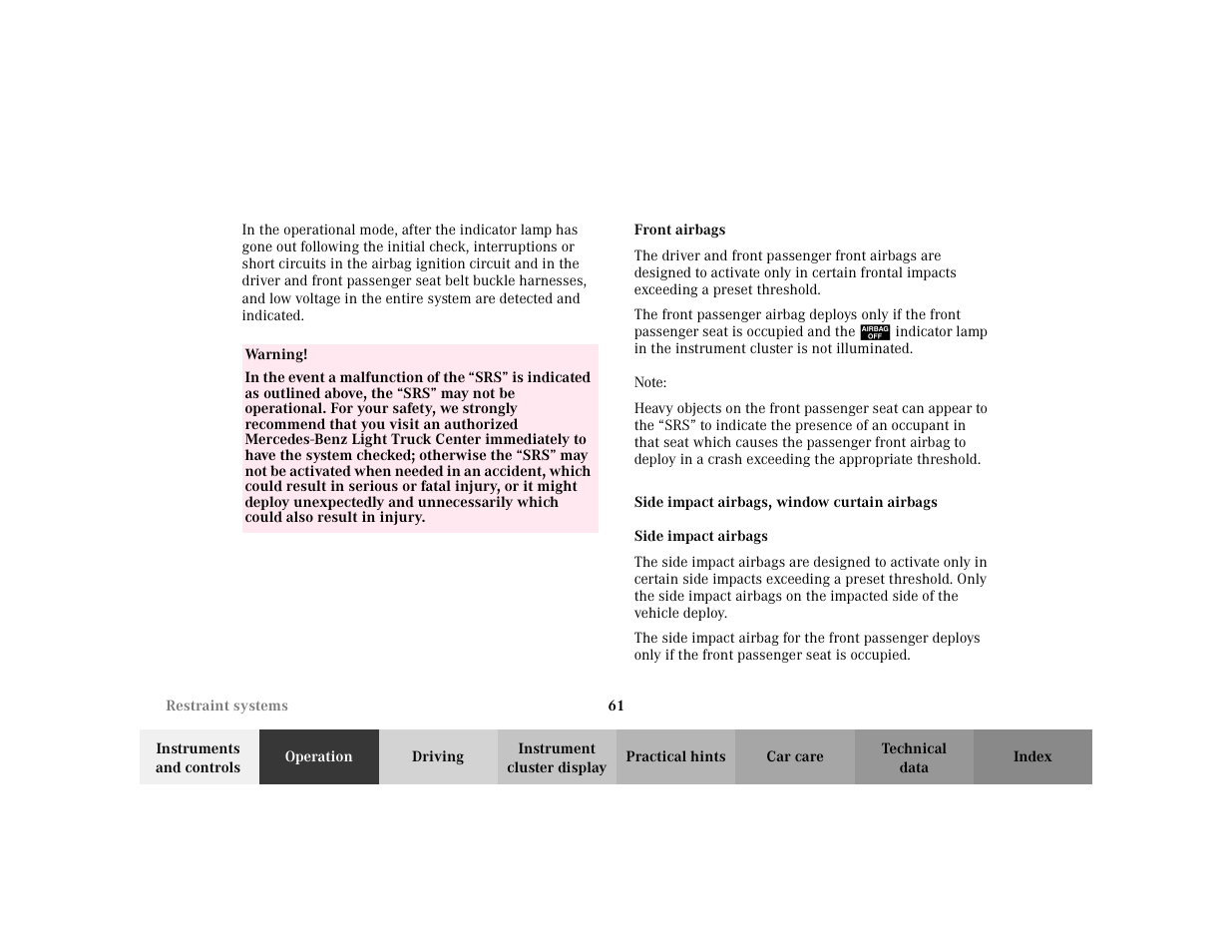 Mercedes-Benz 2002 ML 320 User Manual | Page 64 / 342