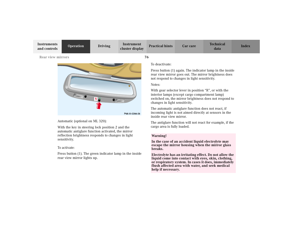 Mercedes-Benz 2002 ML 320 User Manual | Page 79 / 342