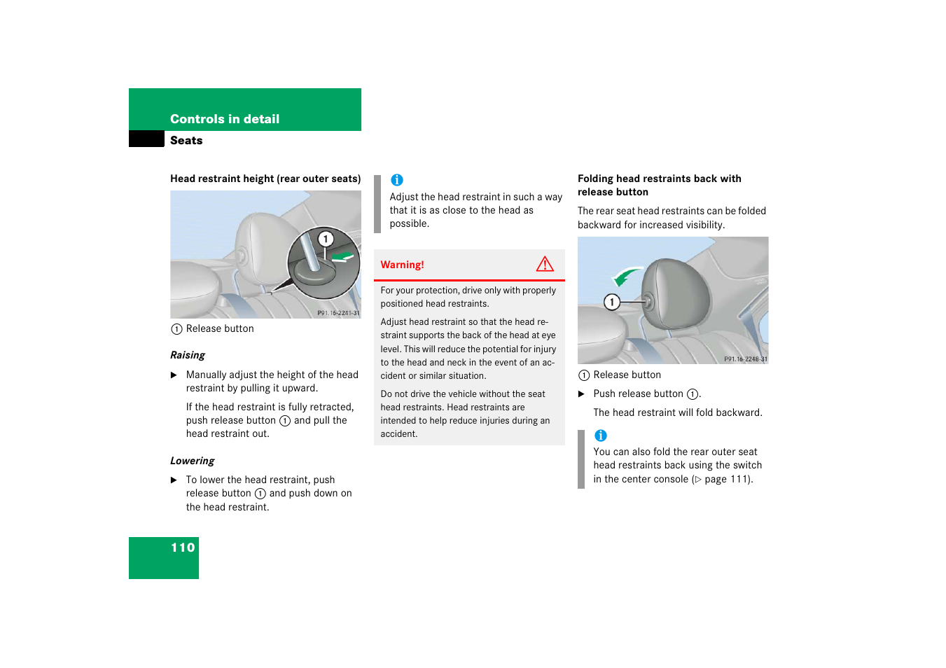 Mercedes-Benz 2006 C-Class User Manual | Page 111 / 474