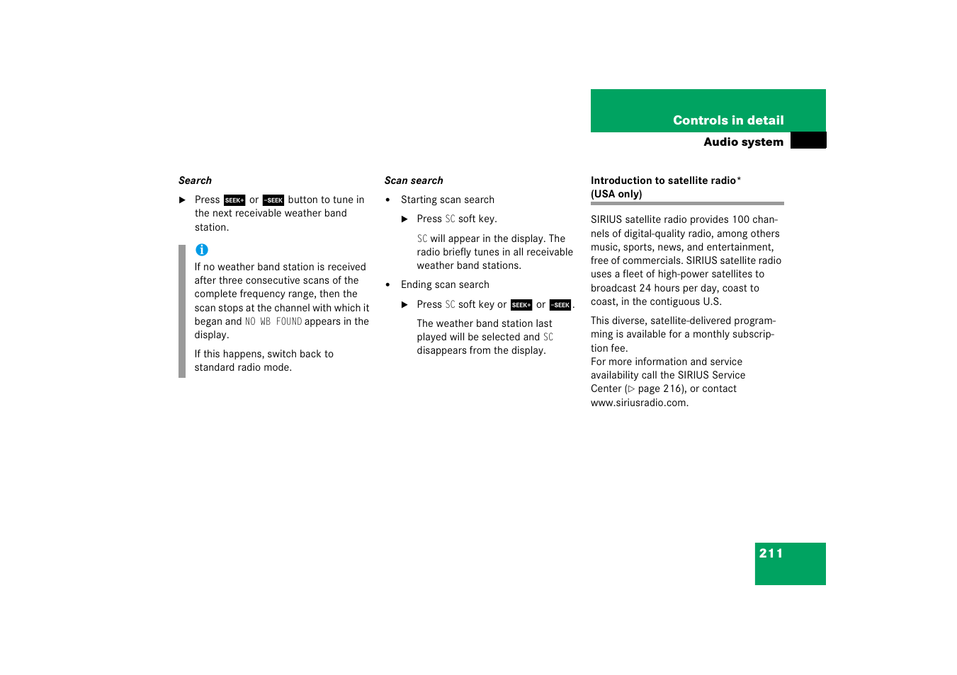Satellite radio, Introduction to satellite radio* (usa only) | Mercedes-Benz 2006 C-Class User Manual | Page 212 / 474