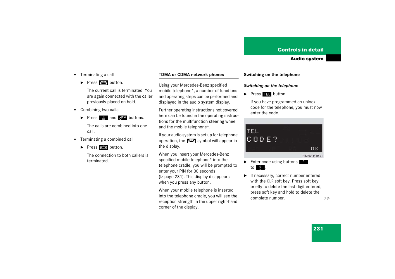 Tdma or cdma network phones | Mercedes-Benz 2006 C-Class User Manual | Page 232 / 474