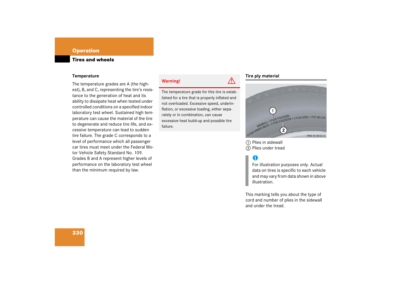 Tire ply material | Mercedes-Benz 2006 C-Class User Manual | Page 331 / 474