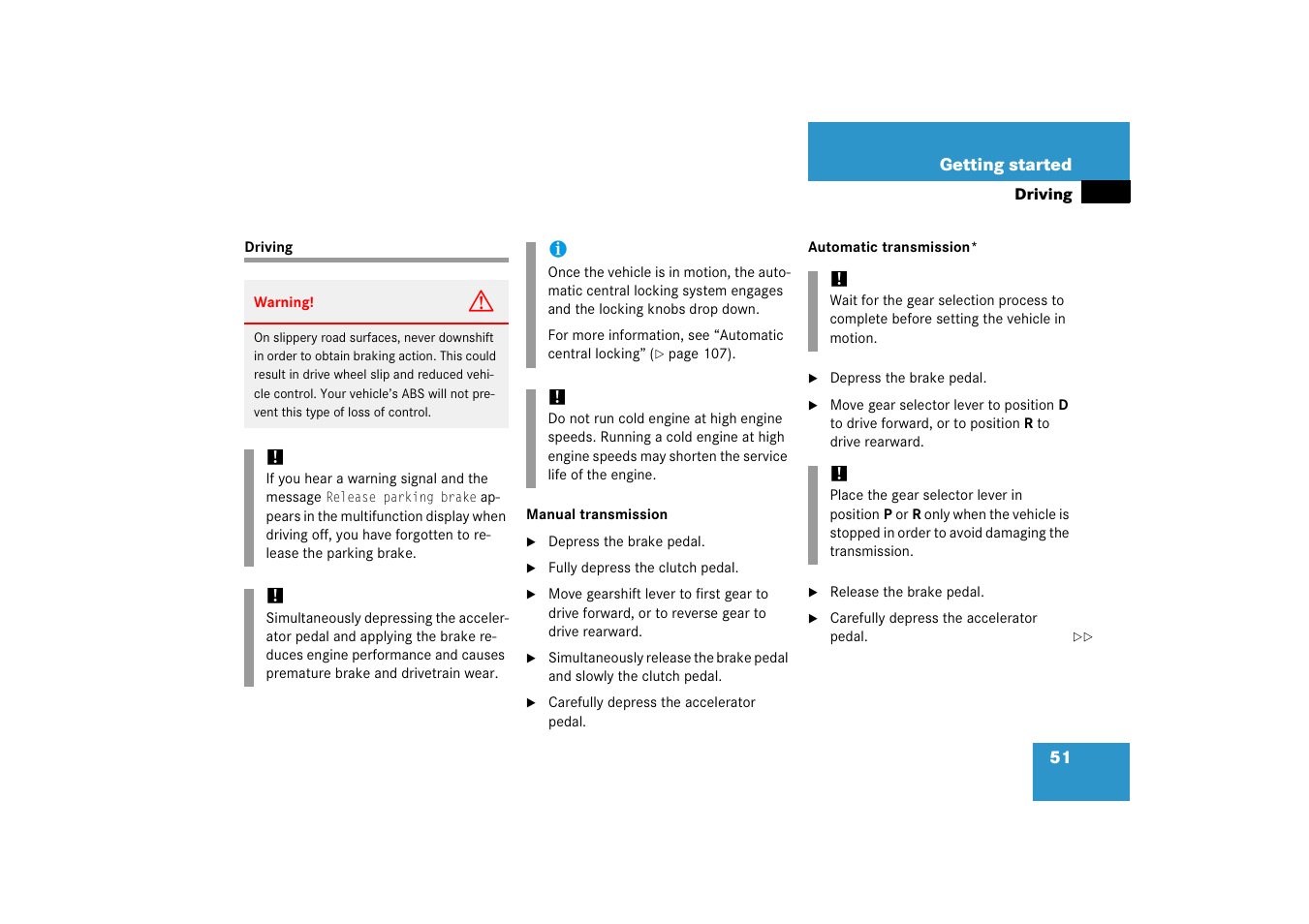 Driving | Mercedes-Benz 2006 C-Class User Manual | Page 52 / 474