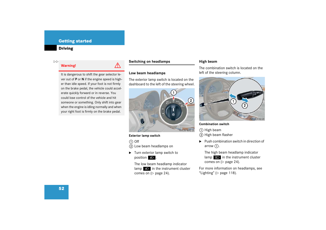 Headlamps:switch, Switching on headlamps | Mercedes-Benz 2006 C-Class User Manual | Page 53 / 474