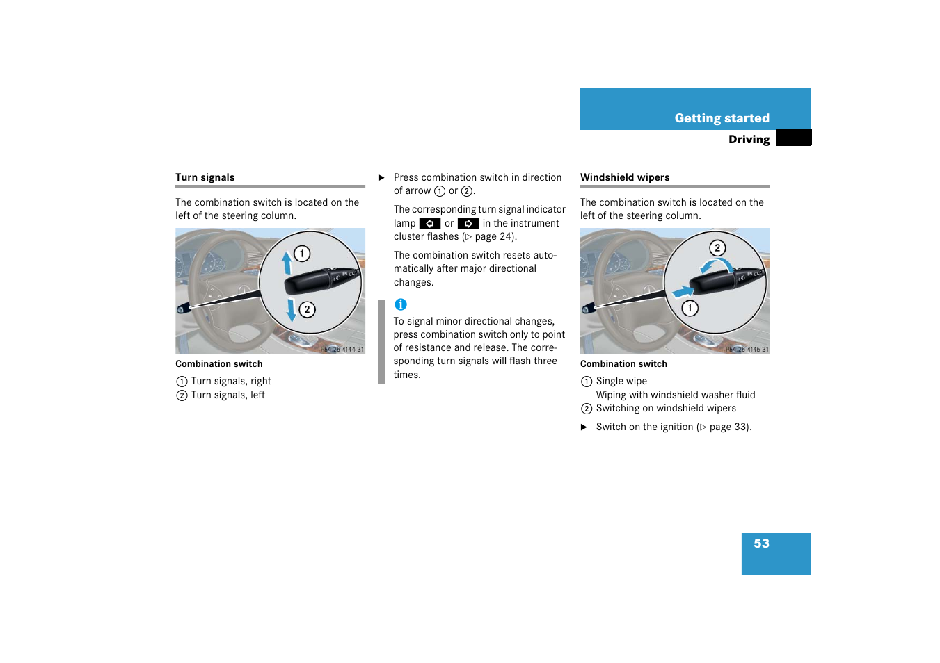 Turn signals, Windshield wipers, Turn signals windshield wipers | Mercedes-Benz 2006 C-Class User Manual | Page 54 / 474