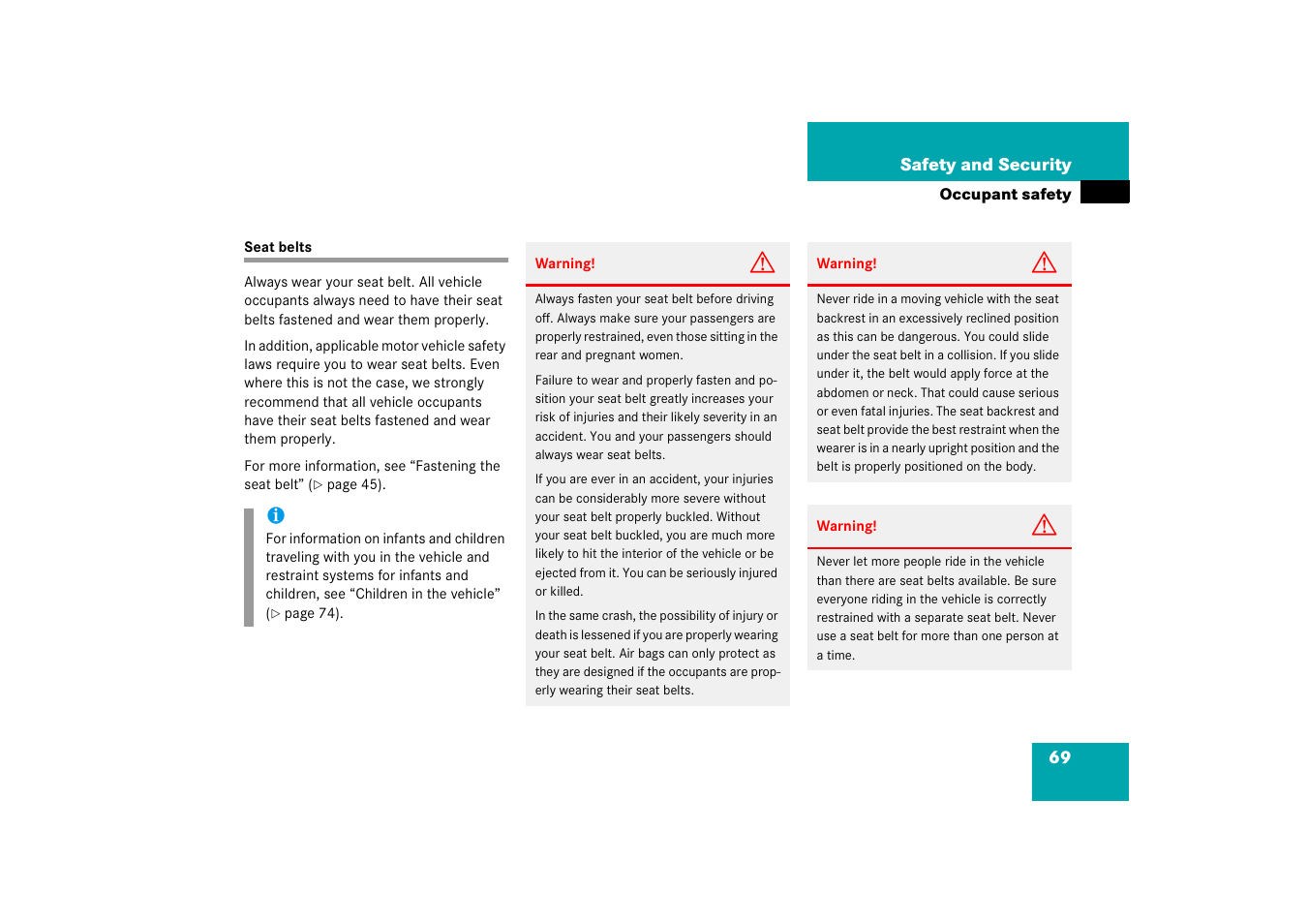 Seat belts | Mercedes-Benz 2006 C-Class User Manual | Page 70 / 474