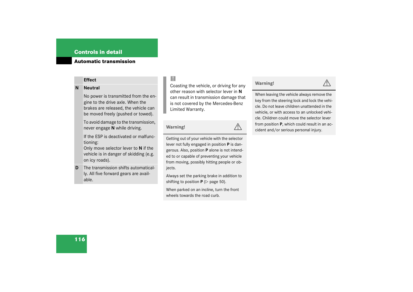 Mercedes-Benz 2003 M-Class User Manual | Page 116 / 321