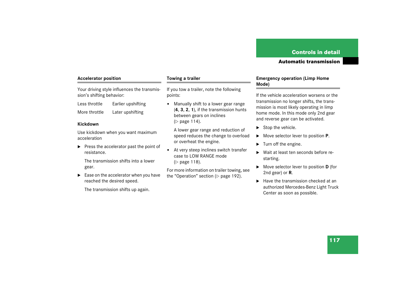 Automatic transmission:gear shifting malfunctions | Mercedes-Benz 2003 M-Class User Manual | Page 117 / 321