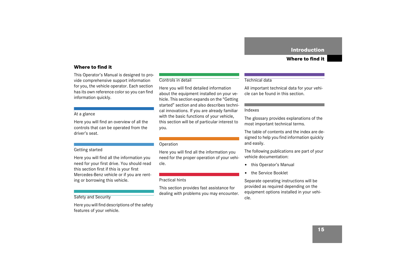 Where to find it | Mercedes-Benz 2003 M-Class User Manual | Page 15 / 321